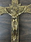 Vintage Gallo Ornate Filigree Crucifix Wall Cross 9  Cast Metal Gold Tone