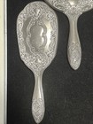Antique Set Silver Plate Brush   Vanity Mirror Heavy Floral Ornate Embossed Vtg