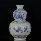 A Pair Chinese Blue white Porcelain Handpainted Exquisite Gourd Vase 82621