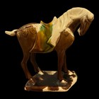Vtg 5  Asian Chinese Sancai Tang Dynasty Style Glazed Ceramic War Horse Figurine