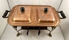 Vintage Copper Double Chafing Dish Server W  Brass Stand