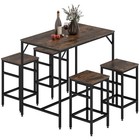 Wooden 4 Seater Dinner Tabletop Furniture Set With 4 Chairs  Black  Used