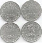 India Republic  Set Of 4 Nickel Xf Coins Of 1 2 Rupee  Between The Years 1950-56
