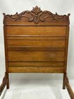 Late 19th C   Antique Eastlake Victorian Oak Tall Headboard Full Size Bed Frame