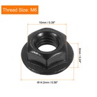 M6x1 0mm Serrated Flange Hex Lock Nuts  25pcs Hexagon Flange Nut  Black