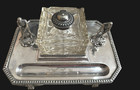 Antique Mappin Webb Silver Plated Golfer Inkwell Set - 25cm Long