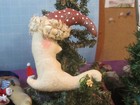 Primitive Half Moon Santa Ornie Or Bowl Filler  -  Tuck - Christmas   2459