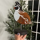 Vintage Hand Painted Wood Bird Quail Pheasant On Wood Base 9 25  Tall Folk Art
