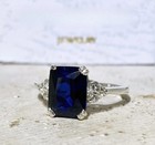 5 Ct Emerald Cut Natural Sapphire Diamond Wedding Gift Ring 18k White Gold