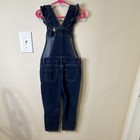 Girls Blue Denim Overall Sleeveless Jumpsuit With Ruffle Straps  Square Neck