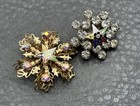 Vintage Order Of Eastern Star Oes Pin Brooch Rhinestone Enamel Lot Of 2
