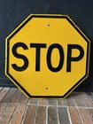 Vintage Stop Yellow Street Sign Embossed Heavy Metal Steel Retired