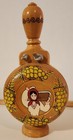 Vintage Romanian Wooden Plosca Canteen Flask Hand Painted Folk Art Decanter 9 