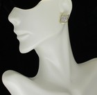 Mens Medium Flat Screen Icy Cz Earrings Square 10mm Studs 14k Gold Plated 