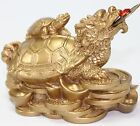 Feng Shui Dragon Turtle Gold Statue Fortune Symbol Mythical Animal Figurine Gift