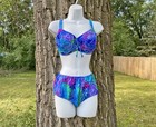 Vtg 60s Fumi s Original Honolulu Hawaiian Barkcloth Bikini Swimsuit W Wrap Vlv M