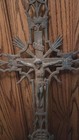 Antique Architectural French Cast Iron Crucifix cross Vintage Marker 49  X 22 5 