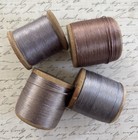 4  Large Antique French Silk Thread Wooden Spools Stamped Numbers Light Mauve