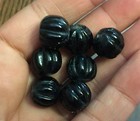 Vintage Imported Trade Cornflower Blue Scalloped Texture Chubby Glass Bead Lot