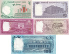 Bangladesh 2 5 10 50 100 Taka 2016-18 P 52f 54 56g 57 64 Unc Set 5 Pcs Spicemmen