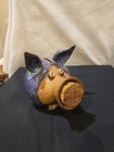 Vintage Whimsical Stoneware Piggy Bank Art Deco Large Cork Stopper