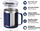 Insulated Coffee Mug With Lid  Travel Tumbler With Handle  14oz Stainless Steel