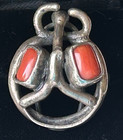 Vintage Orno Poland 800 Silver   Coral Ring - Rare And Unusual Figural Design