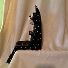 Black Cat With Yellow Spots Wood Shelf Sitter Hand Painted Folk Art Articulated