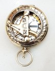 Nautical Brass Push Button Antique Maritime Rose London Sundial Pocket Compass