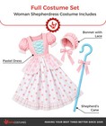 Women s Bo Peep Costume Adult Pink Shepherdess Dress   Cane Bonnet Xs - 3xl