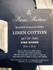 Brooks Brothers King Pillow Shams Linen Cotton Quilted Stripe Beige Tan White