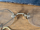 Antique Pince Nez Eyeglasses With Hair Pin   Chain With Case  Gold Filled 