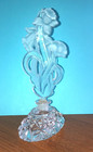 Perfume Bottle Czechoslovakia Large Engraved Frosted Floral Panel Dip-dauber 30s
