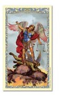 Archangel St Michael Defeating Satan  Catholic Prayer Laminated Holy Card