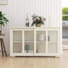 White Kitchen Storage Cabinet With Glass Door  Sideboard Buffet Table