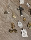 Vintage Catholic Religious Jewelry Lot Medals Crosses Crucifix Charms