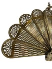 Vtg Cameo Pierced Brass Fireplace Screen Peacock Fan Art Deco Victorian Look