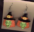 Funky Wicked Witch Of The West Heads Earrings Gothic Halloween Costume Jewelry