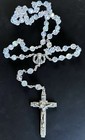 Vintage Catholic Rosary Sterling Silver Aurora Borealis Cut Crystals Rome  Italy