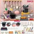 59 Pcs Kids Kitchen Play Set Pretend Cooking Toys Food Kit