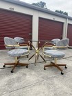 Vintage 90s Chromcraft Brass Knot Dining Table Set And Chairs
