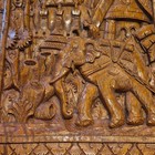 Hand Carved Teak Wood Elephant Plaque Asian Style Antique Finish 13x9 Art 1970 s
