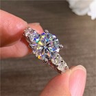 Elegant 925 Sterling Silver White Topaz Charms Wedding Engagement Ring Size 7