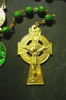 Irish Erin Rosary Shamrock Green Glass Bead St Patrick Celtic Cross Trinity Knot
