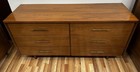Mid Century Modern John Stuart Book Matched Walnut 6 Drawer Double Dresser