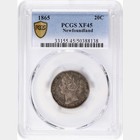 Newfoundland  Canada  1865 Victoria Twenty Cents  20 Cents  Pcgs Xf 45 