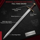 Medieval Knightly Arming Sword 40  European Historical Full Tang Sword Scabbard