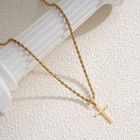 Men   s Silver   Gold Rope Chain Necklace Cross Pendant Stainless Steel  Jewelry