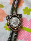 Bolo Tie Vintage Gold Silver Green Money Metal Nylon