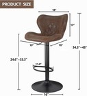Set Of 2 Bar Stools  Counter Height Adjustable 24-33 Inch Chairs Back footrest